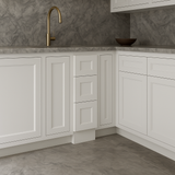 HOMEIBRO Shaker White Plywood Kitchen Cabinet with 3 Drawers - 12" W x 24" D x 34.5" H
