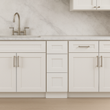 HOMEIBRO Shaker White Plywood Kitchen Cabinet with 3 Drawers - 12" W x 24" D x 34.5" H
