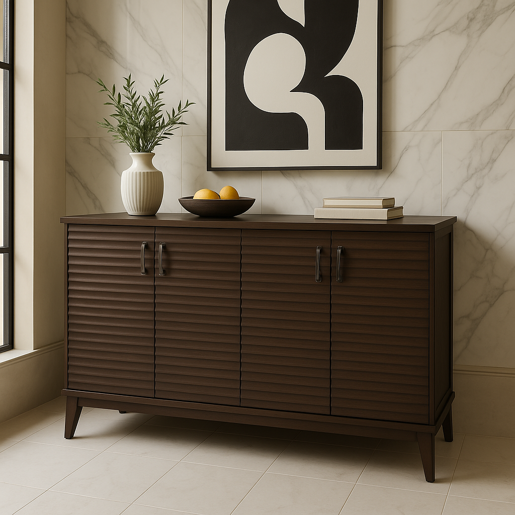 Unbranded 60 in. MDF Kitchen Cabinet in Espresso with 4 Doors