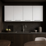 Amucolo White Wood Wall Kitchen Cabinet with Shelves and Four Doors