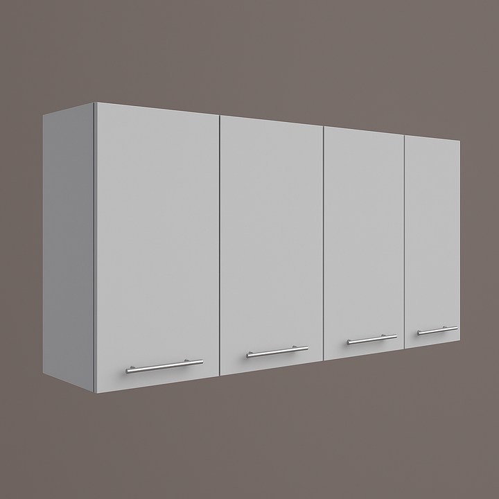 Amucolo White Wood Wall Kitchen Cabinet with Shelves and Four Doors