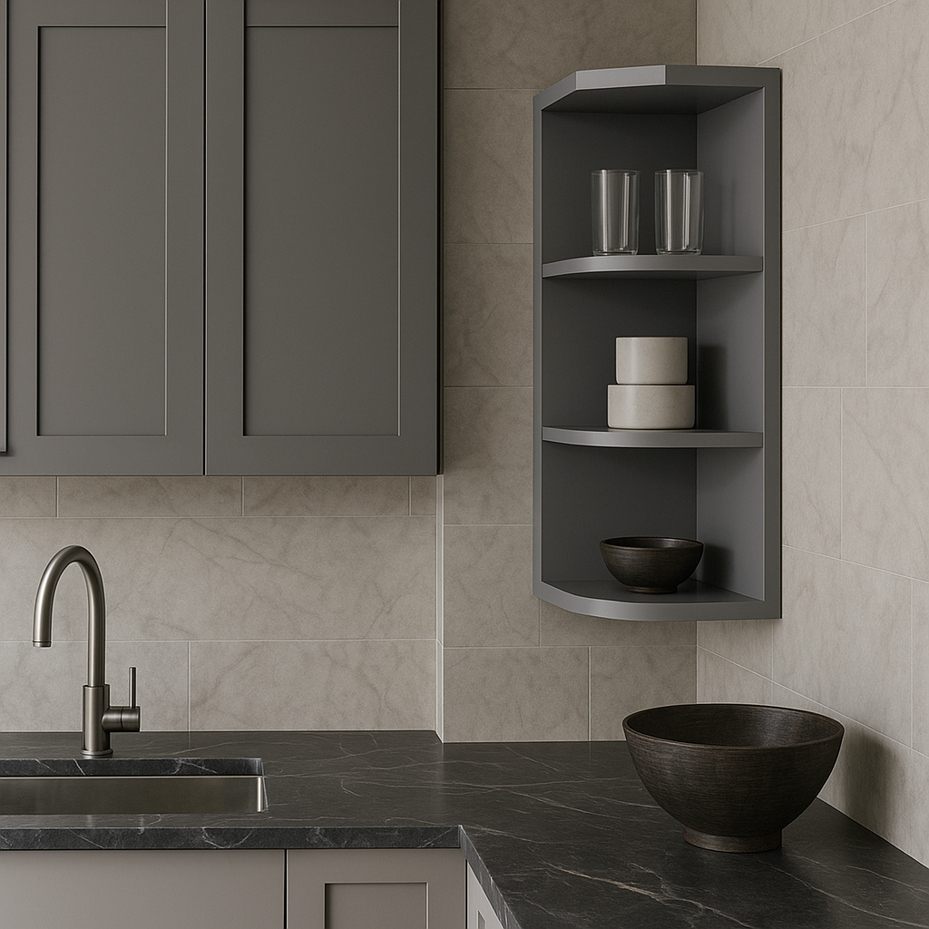 LIFEART CABINETRY Shaker Gray Wall Shelf with 3 Fixed Shelves