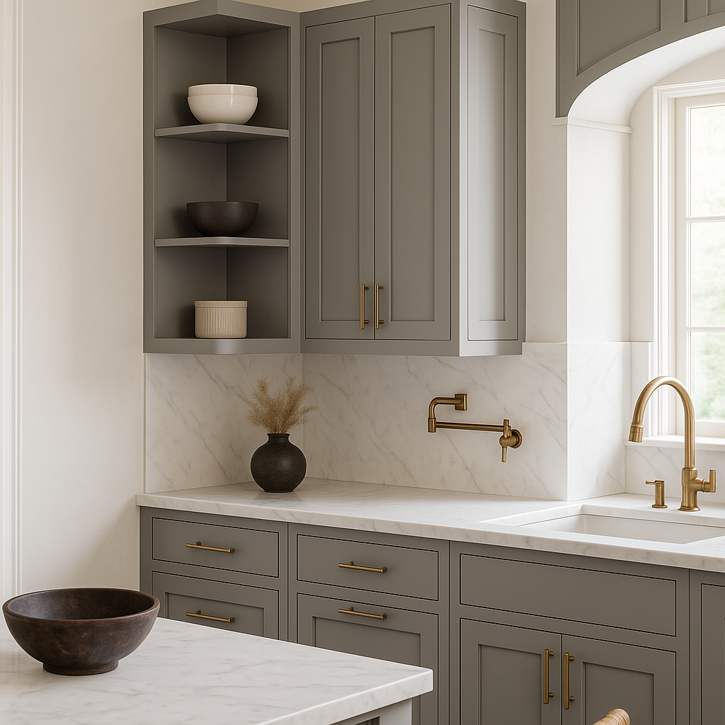 LIFEART CABINETRY Shaker Gray Wall Shelf with 3 Fixed Shelves