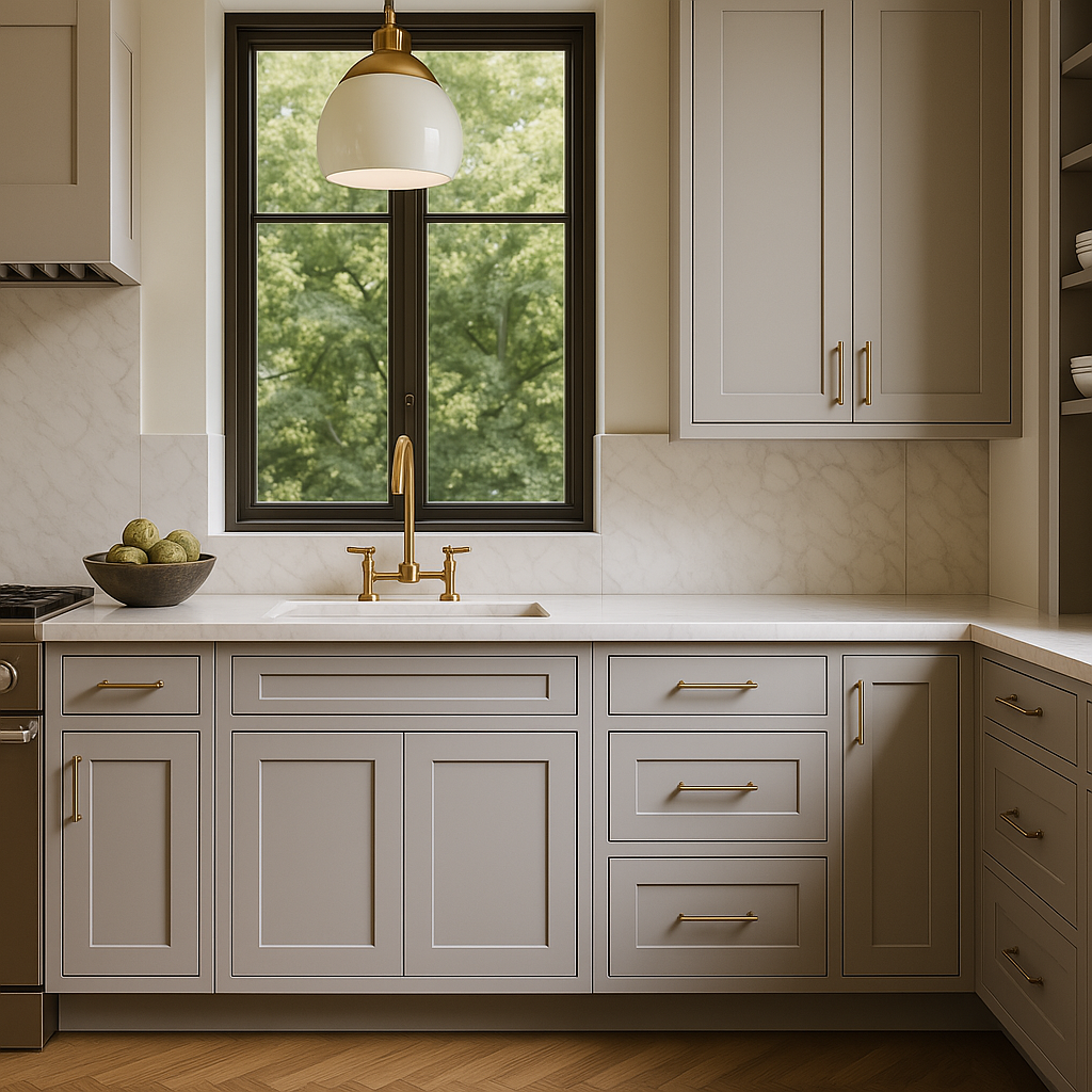 Plywell Shaker Sink Base Cabinet, Ready to Assemble, Gray