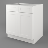 HOMEIBRO White Plywood Shaker Base Kitchen Cabinet with 2-Door and 2-Drawer (30 in. W x 24 in. D x 34.5 in. H)