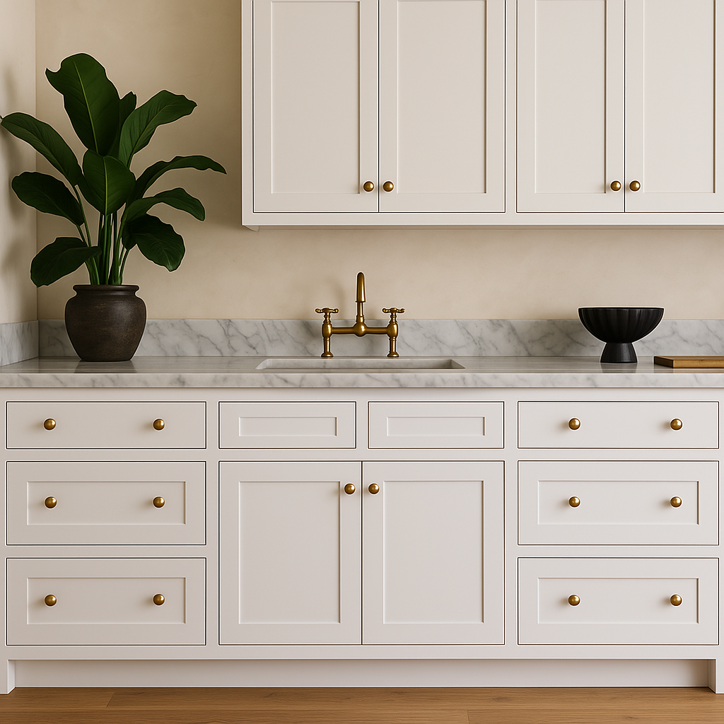 HOMEIBRO White Plywood Shaker Base Kitchen Cabinet with 2-Door and 2-Drawer (30 in. W x 24 in. D x 34.5 in. H)