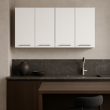 Amucolo White Wall Kitchen Cabinet with Shelves and Four Doors - 47.2 in. W x 13.1 in. D x 23.6 in. H