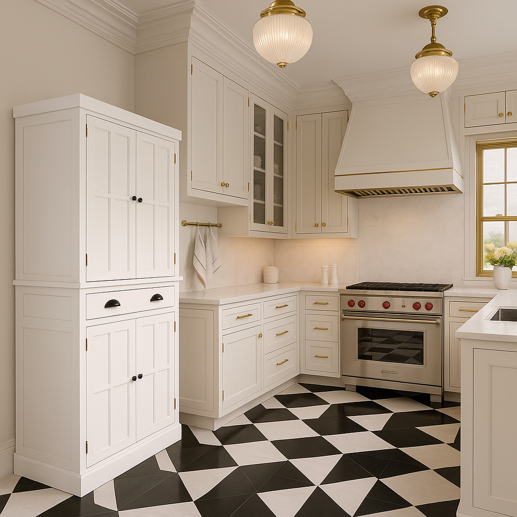 FUNKOL White MDF Kitchen Cabinet with Adjustable Shelves and Drawer