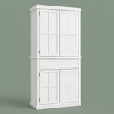 FUNKOL White MDF Kitchen Cabinet with Adjustable Shelves and Drawer