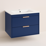 FUNKOL Blue MDF Wall Mounted Kitchen Cabinet with White Sink, Ready to Assemble