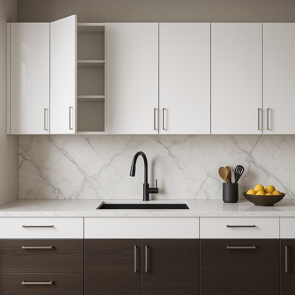 Cambridge Radiance Ready-to-Assemble Slab Wall Kitchen Cabinet in White Gloss