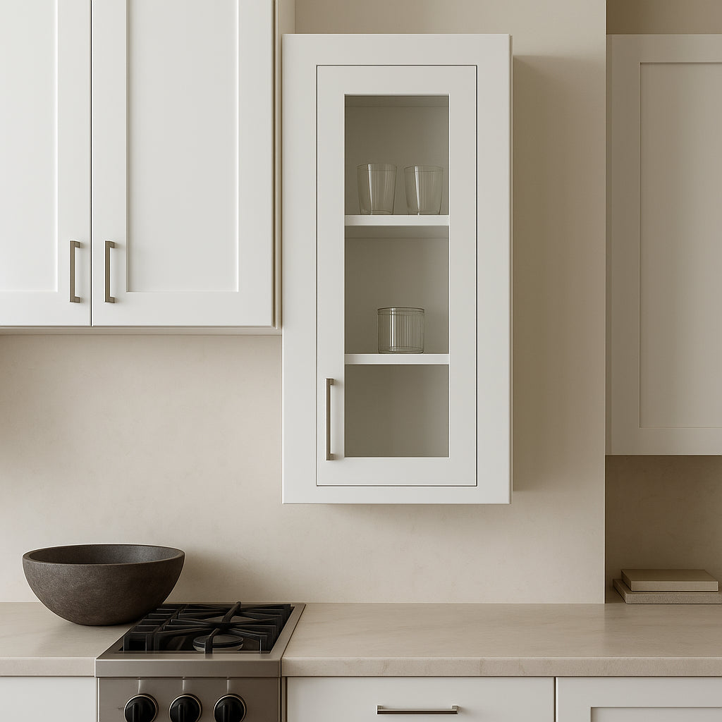 HOMEIBRO Shaker White Plywood Wall Kitchen Cabinet with 1-Door and 3-Shelves