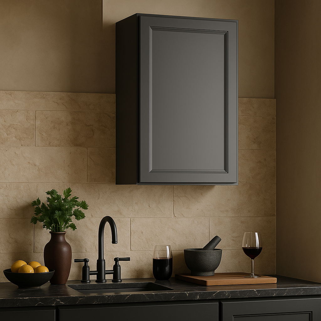 PELHAM & WHITE Keyport Shaker Wall Kitchen Cabinet, Charcoal, 21x12x30 in.