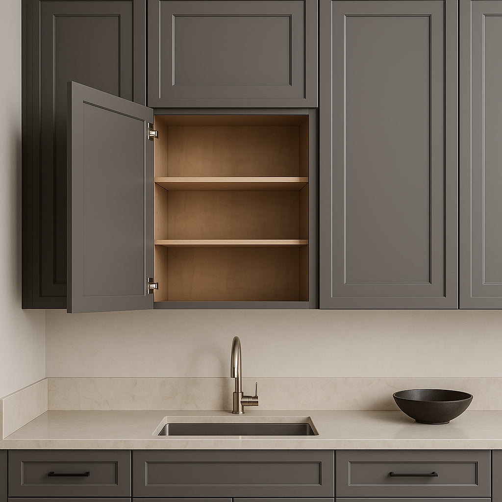 PELHAM & WHITE Keyport Shaker Wall Kitchen Cabinet, Charcoal, 21x12x30 in.