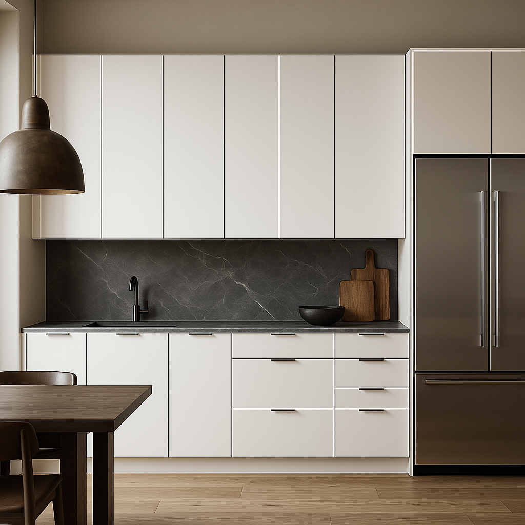 Cambridge Radiance White Gloss Slab Wall Kitchen Cabinet, 18x12x36 in.