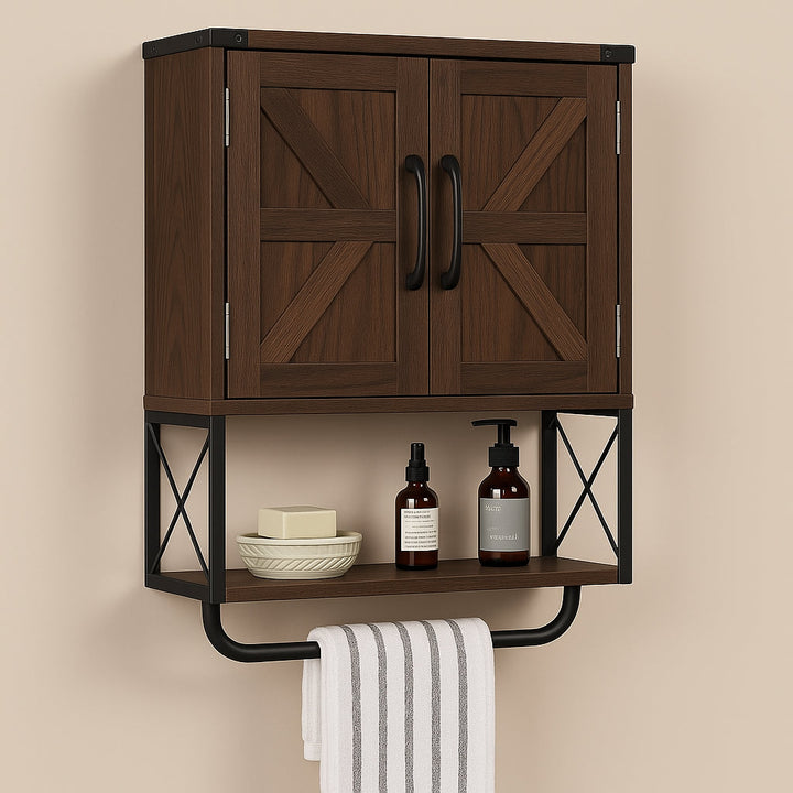 Adrinfly Dark Walnut Medicine Cabinet with Adjustable Shelf - 15" x 7" x 23"