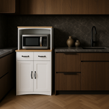 Aoibox White Pantry Microwave Cabinet with Storage Drawer