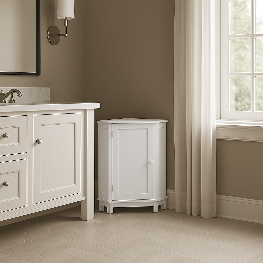 Unbranded White Triangle Corner Bathroom Cabinet with Adjustable Shelf