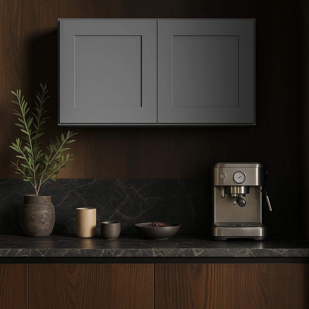 HOMEIBRO Shaker Grey Plywood Wall Cabinet, 30-in W x 12-in D x 18-in H