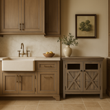 FUNKOL Gray Wash Vintage MDF Storage Cabinet with 2-Doors