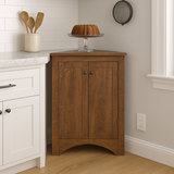 Zeus & Ruta Corner Cabinet with Adjustable Shelves, Brown MDF, 17.2" x 17.2" x 31.5"