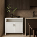 Tileon White MDF Kitchen Cabinet Sideboard - 39.96" W x 15.75" D x 34.25" H