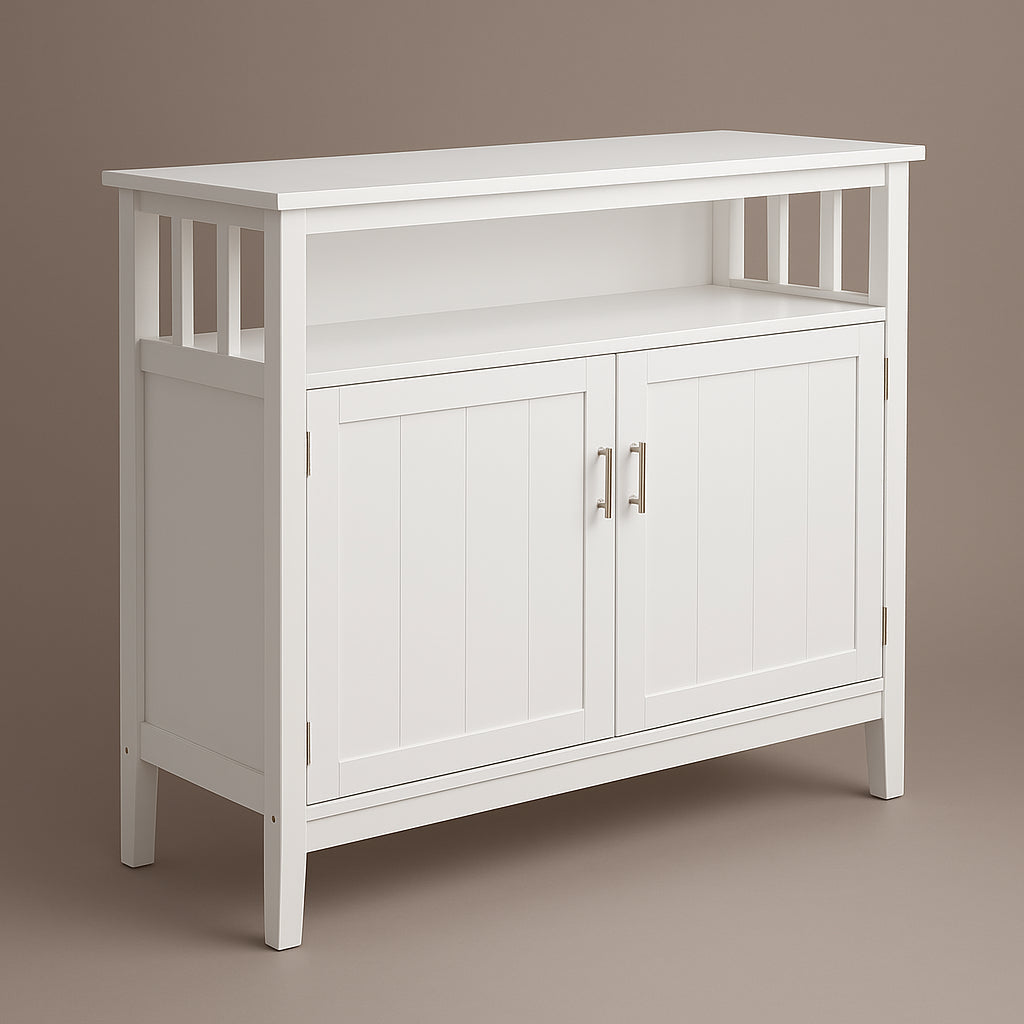 Tileon White MDF Kitchen Cabinet Sideboard - 39.96" W x 15.75" D x 34.25" H