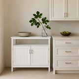 Tileon White MDF Kitchen Cabinet Sideboard - 39.96" W x 15.75" D x 34.25" H