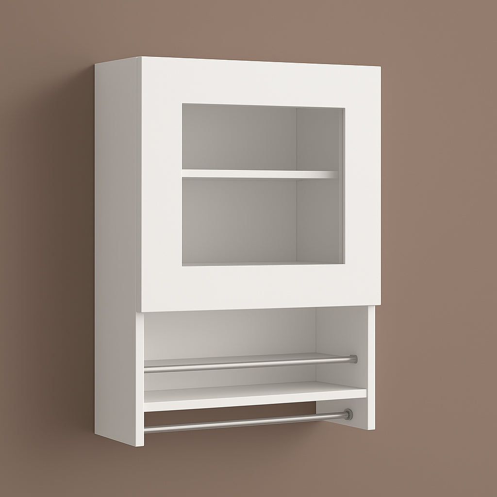 Sarlai Wall Mounted Kitchen Cabinet with Spice and Towel Rack - White