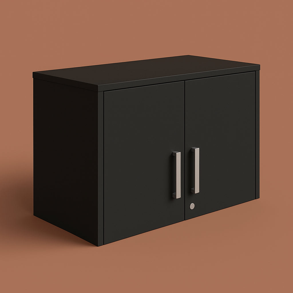 Amucolo Black Wood Wall Kitchen Cabinet with Double Doors - 27.56 in. W x 15.98 in. D x 19.69 in. H