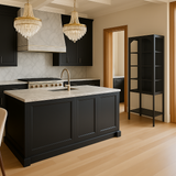 FUNKOL Black Metal Storage Cabinet with Glass Doors and Adjustable Shelves