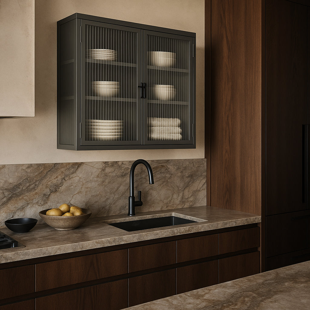 Unbranded Grey Metal Wall Kitchen Cabinet with Detachable Shelves, 27.6 in. W x 9.1 in. D x 23.6 in. H