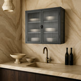 Unbranded Grey Metal Wall Kitchen Cabinet with Detachable Shelves, 27.6 in. W x 9.1 in. D x 23.6 in. H
