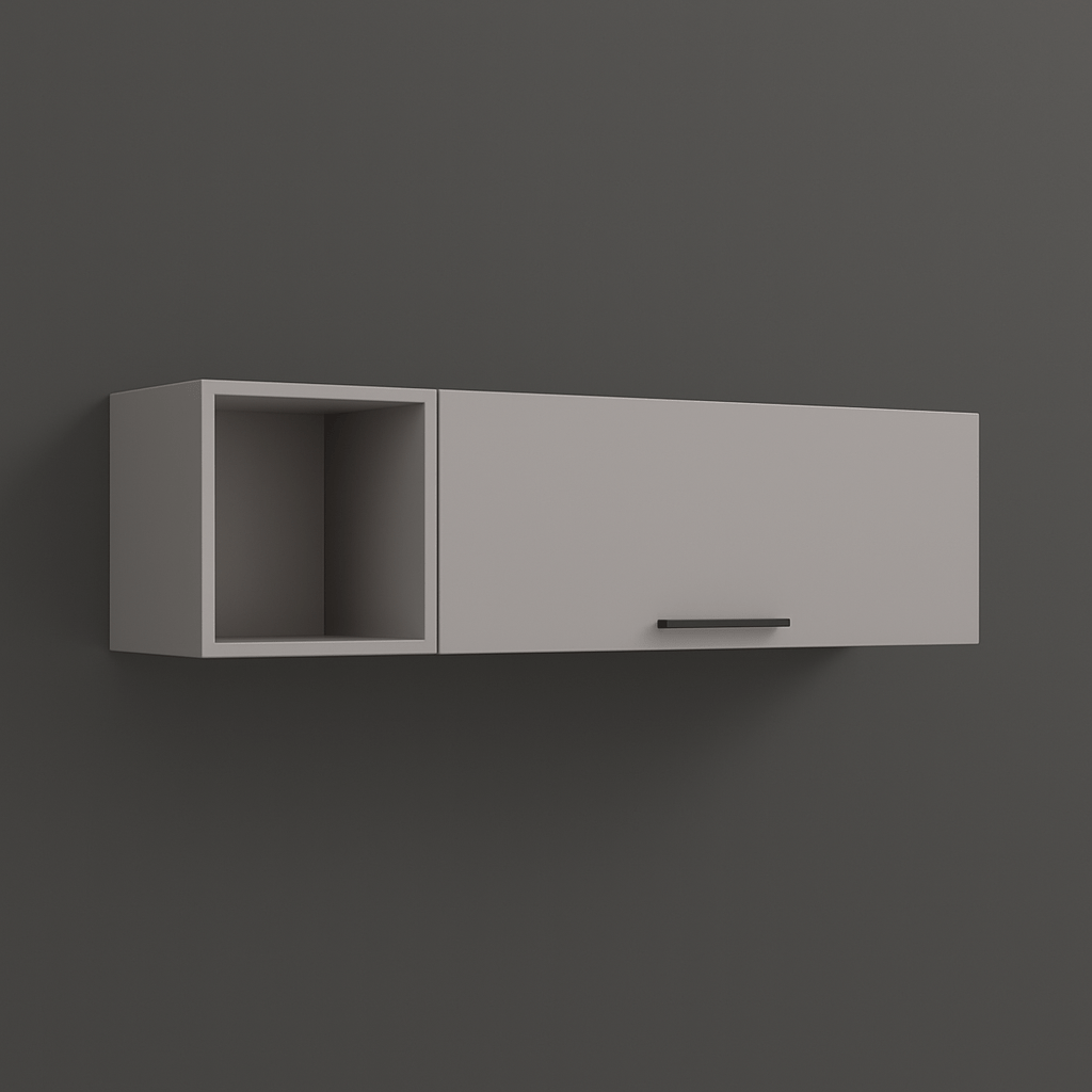 Anqtovp Wall Cabinet with Pneumatic Arms and Open Storage, White