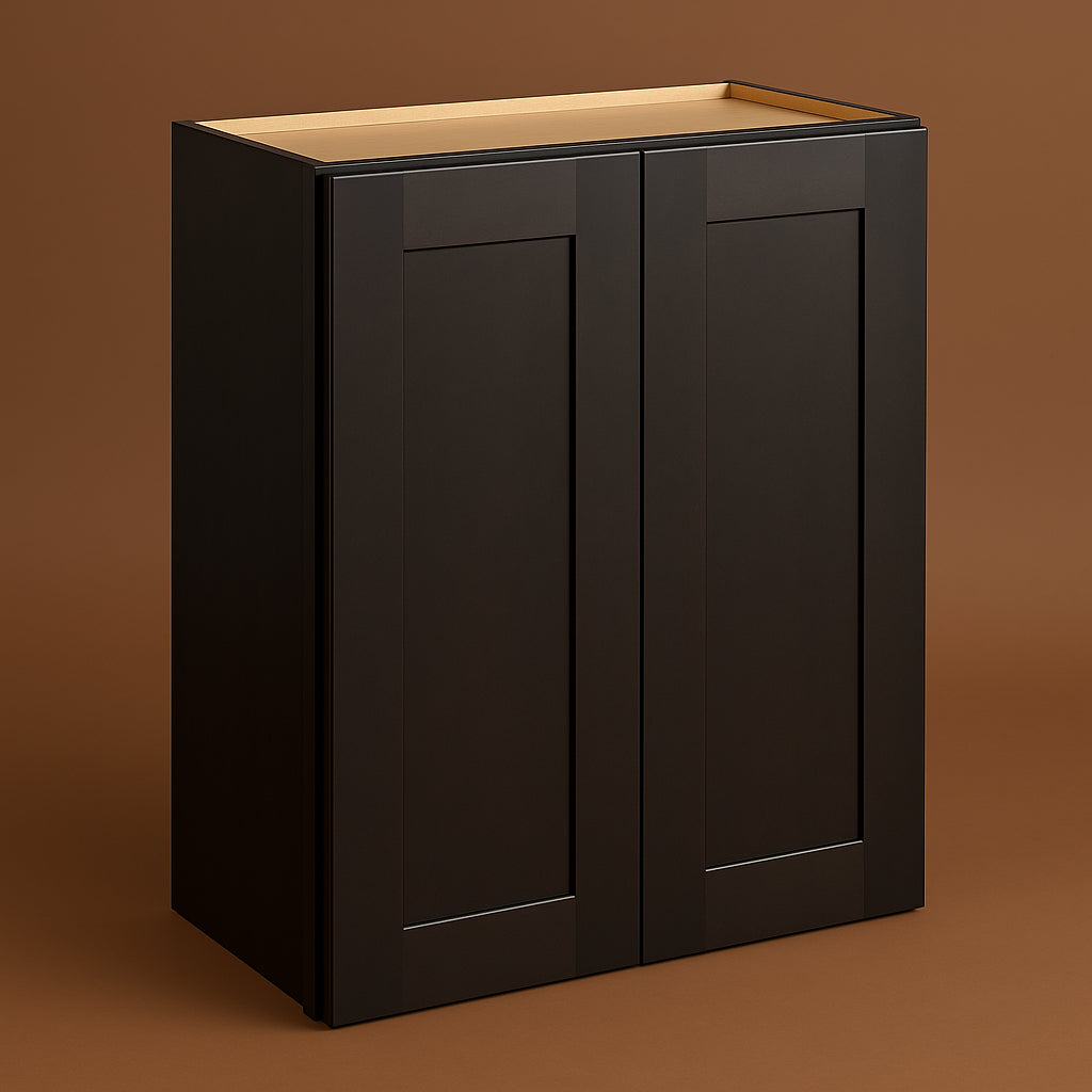 Plywell Shaker Double Door Wall Cabinet with Adjustable Shelves, Espresso