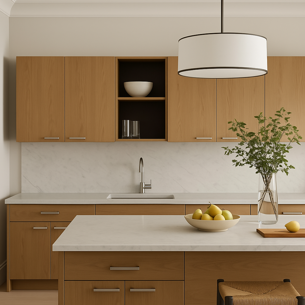 Unbranded Natural Oak 4-Door Wall Kitchen Cabinet, Ready to Assemble
