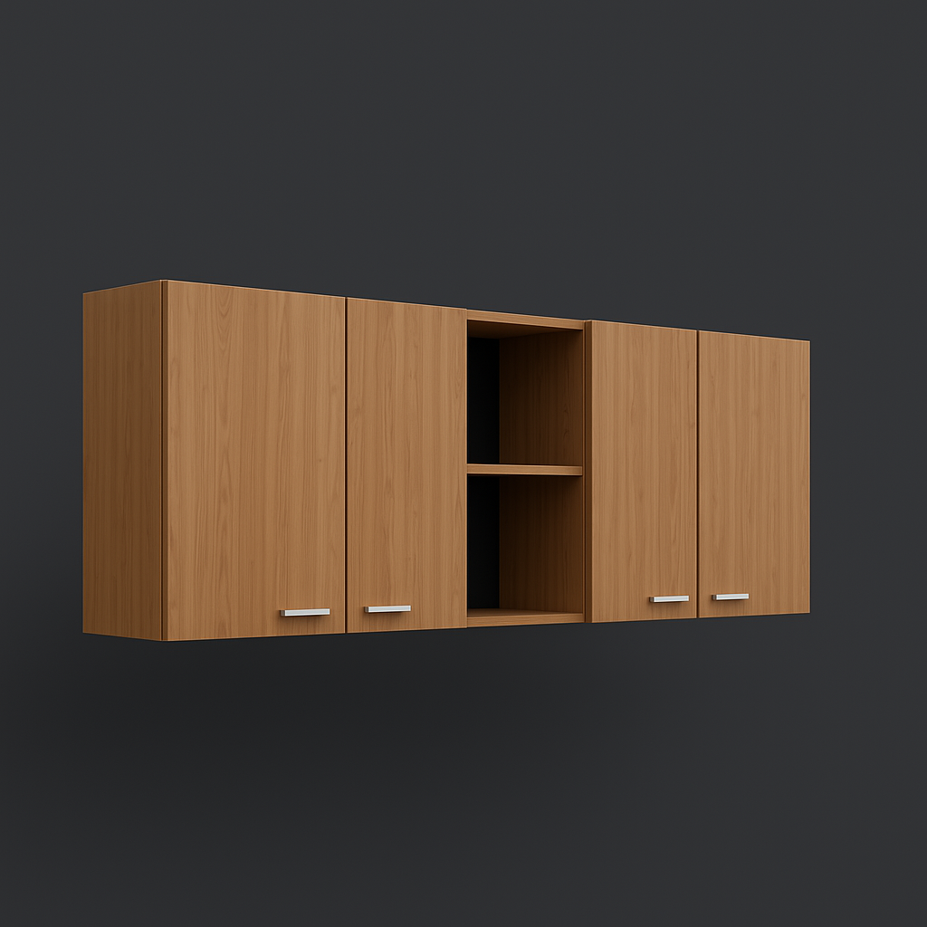 Unbranded Natural Oak 4-Door Wall Kitchen Cabinet, Ready to Assemble