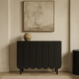 Aoibox Black Minimalist Shoe Cabinet with Solid Wood Legs