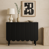 Aoibox Black Minimalist Shoe Cabinet with Solid Wood Legs