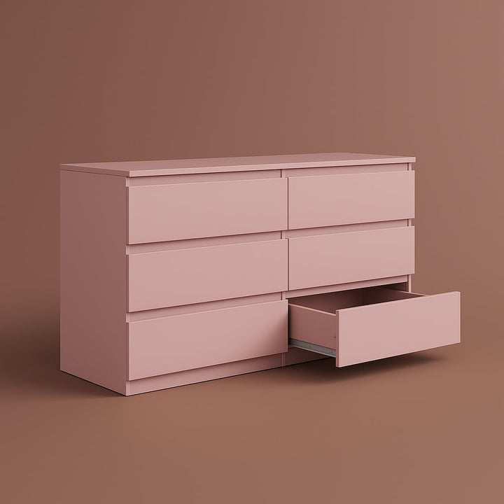 Aoibox Pink 6-Drawer Storage Cabinet - 47.25" W x 15.75" D x 27.95" H