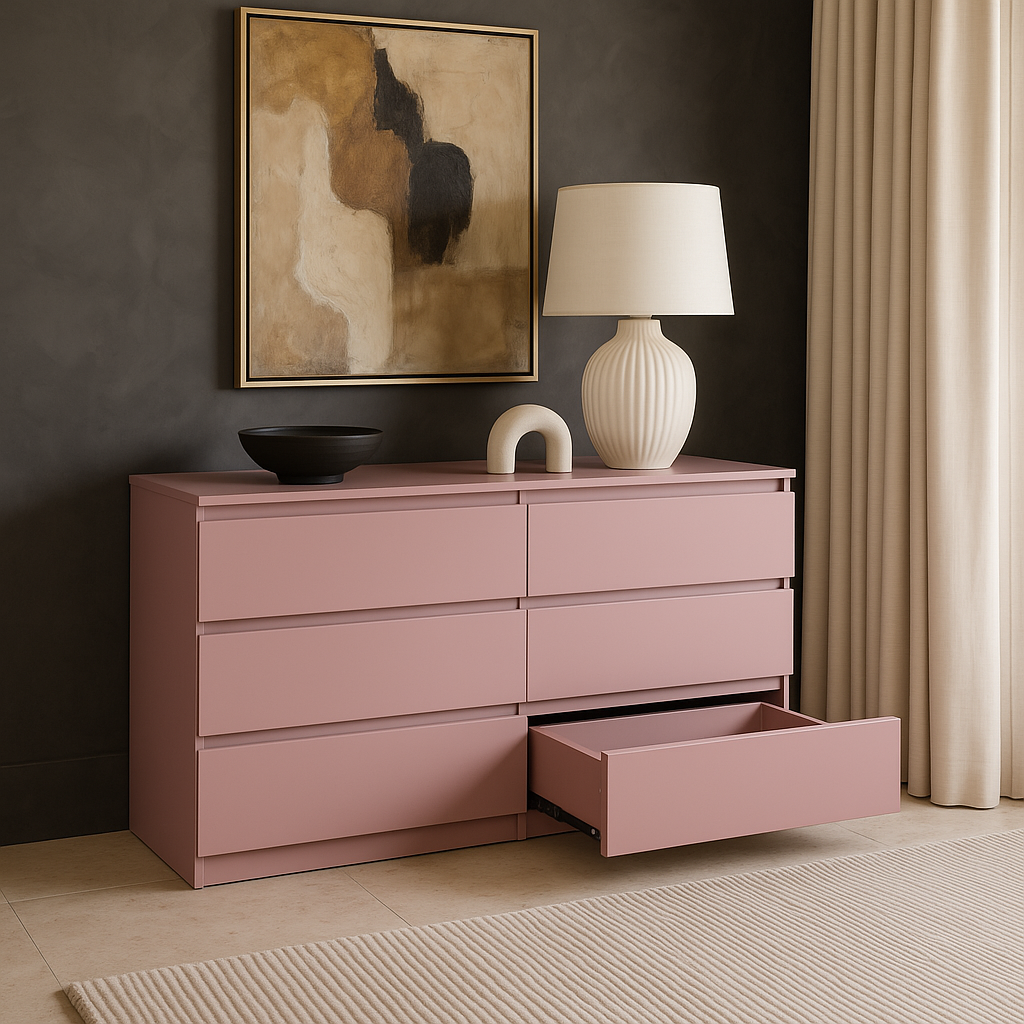 Aoibox Pink 6-Drawer Storage Cabinet - 47.25" W x 15.75" D x 27.95" H