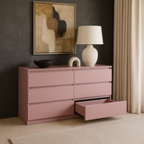 Aoibox Pink 6-Drawer Storage Cabinet - 47.25" W x 15.75" D x 27.95" H