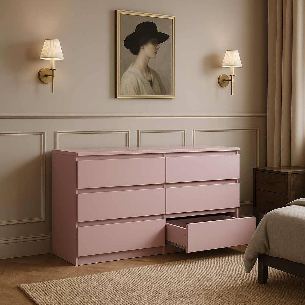 Aoibox Pink 6-Drawer Storage Cabinet - 47.25" W x 15.75" D x 27.95" H