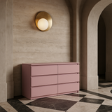 Aoibox Pink 6-Drawer Storage Cabinet - 47.25" W x 15.75" D x 27.95" H