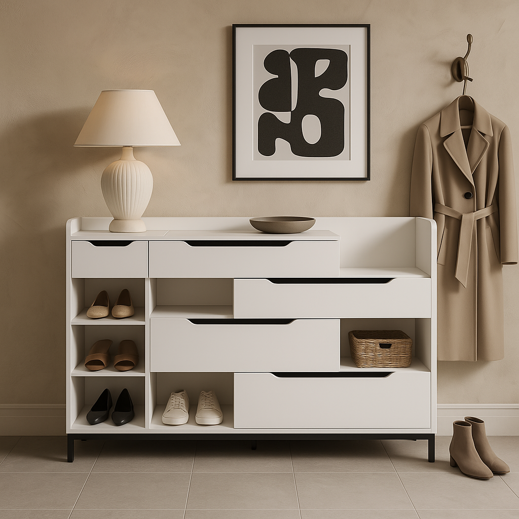 Aoibox Entryway Organizer Shoe Storage Cabinet with Drawers & Shelves, White