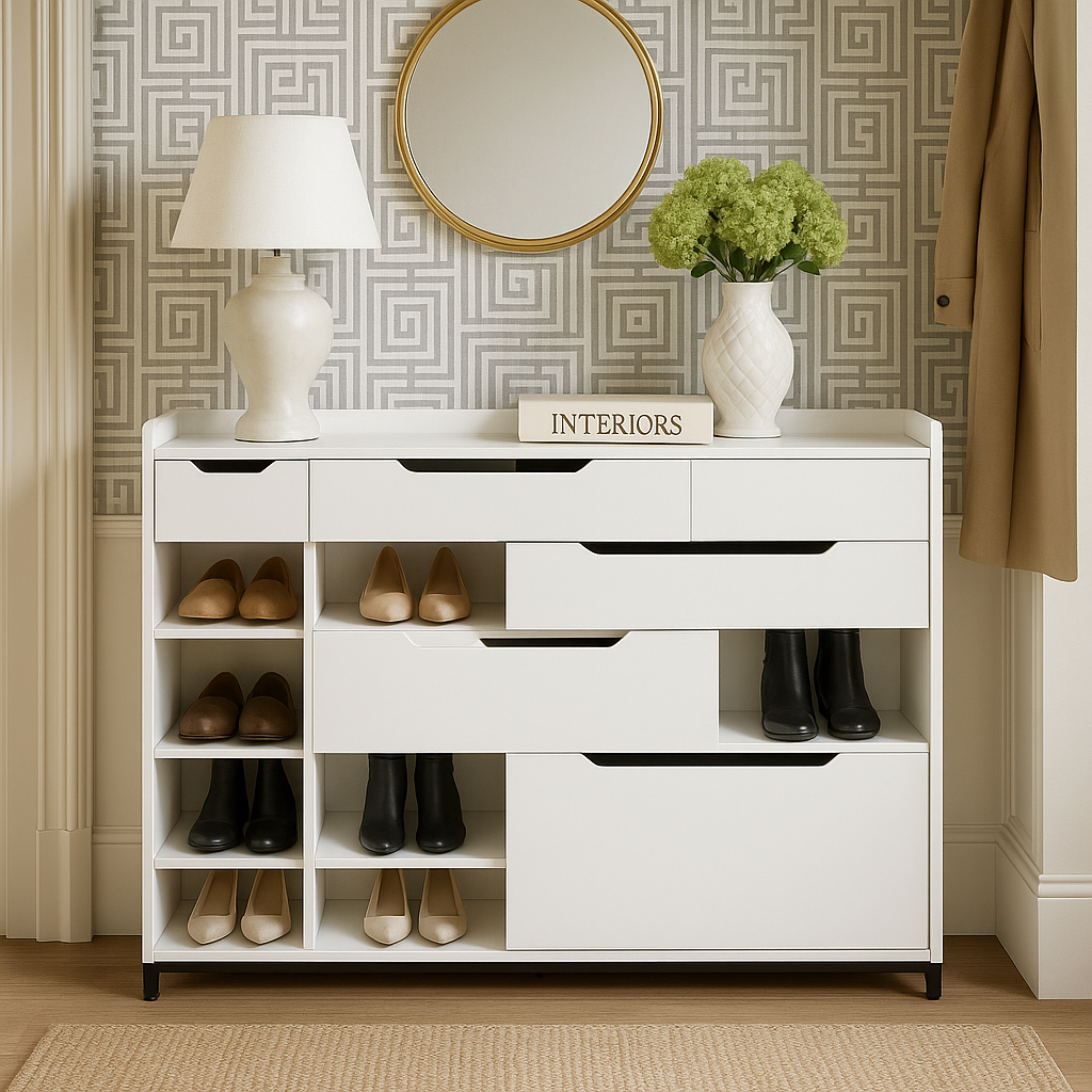 Aoibox Entryway Organizer Shoe Storage Cabinet with Drawers & Shelves, White