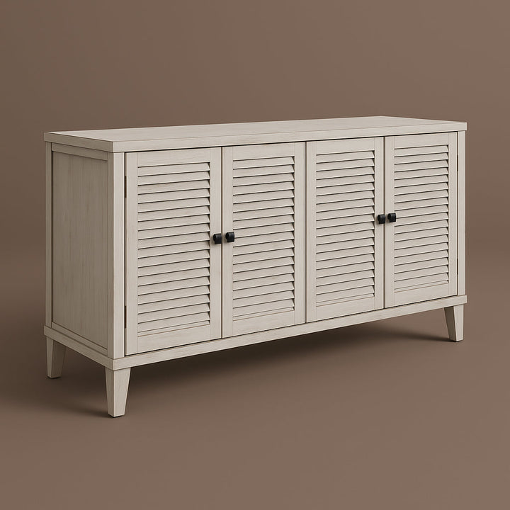 FUNKOL White MDF Freestanding Storage Cabinet with Adjustable Shelves