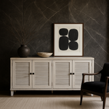 FUNKOL White MDF Freestanding Storage Cabinet with Adjustable Shelves