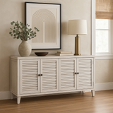 FUNKOL White MDF Freestanding Storage Cabinet with Adjustable Shelves