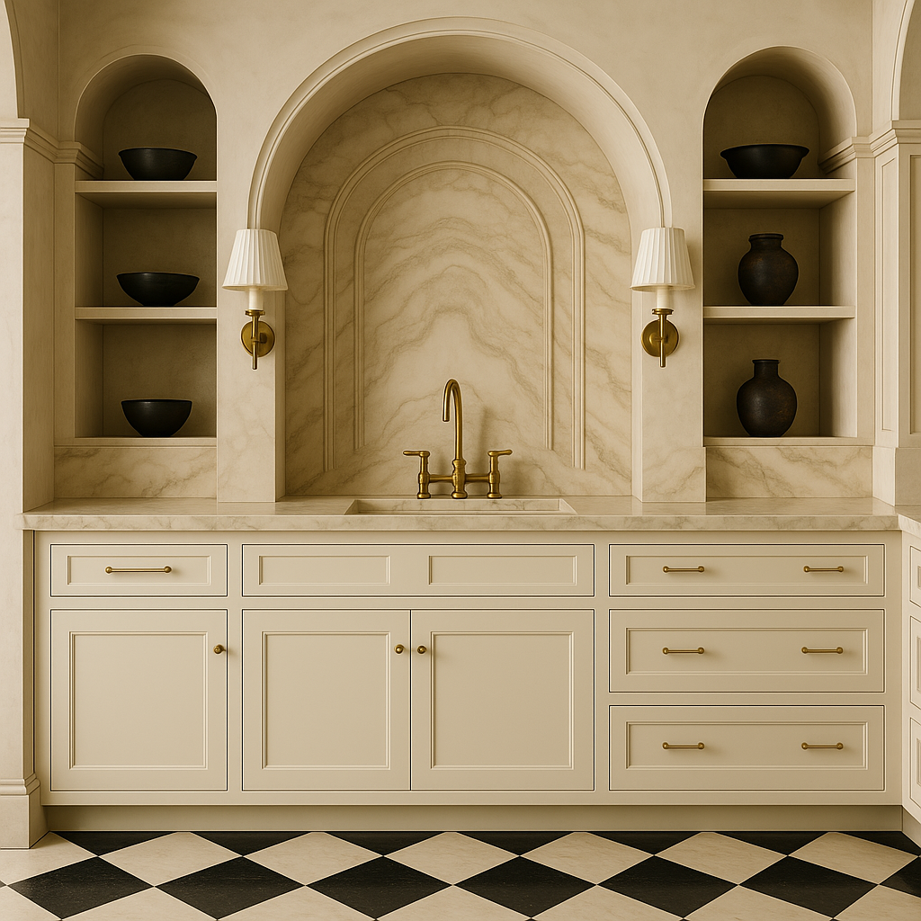 HOMEIBRO Newport Sink Base Cabinet, Antique White, 30 in. W x 24 in. D x 34.5 in. H